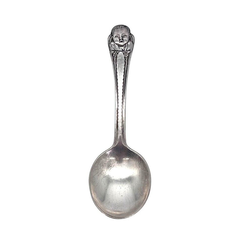 Vintage Gerbers Winthrop Silver Plate Baby Spoon Cherub Design Collectible